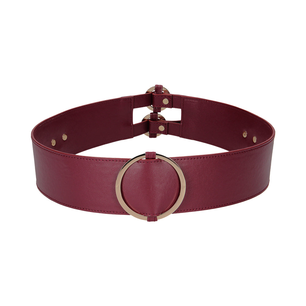 Ouch! Halo Ringed Waist Restraint Belt Burgundy S/M - Fantasies Boutique