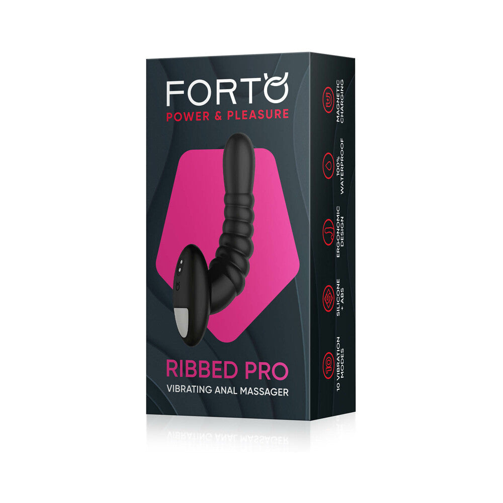 Forto Ribbed Pro Rechargeable Silicone Vibrating Anal Massager Black - Fantasies Boutique