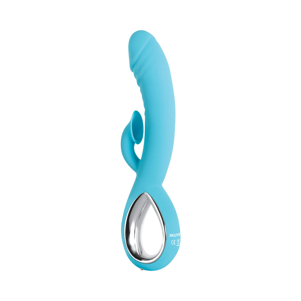 Evolved Triple Infinity Rechargeable Heating Suction Silicone Dual Stimulator Blue - Fantasies Boutique
