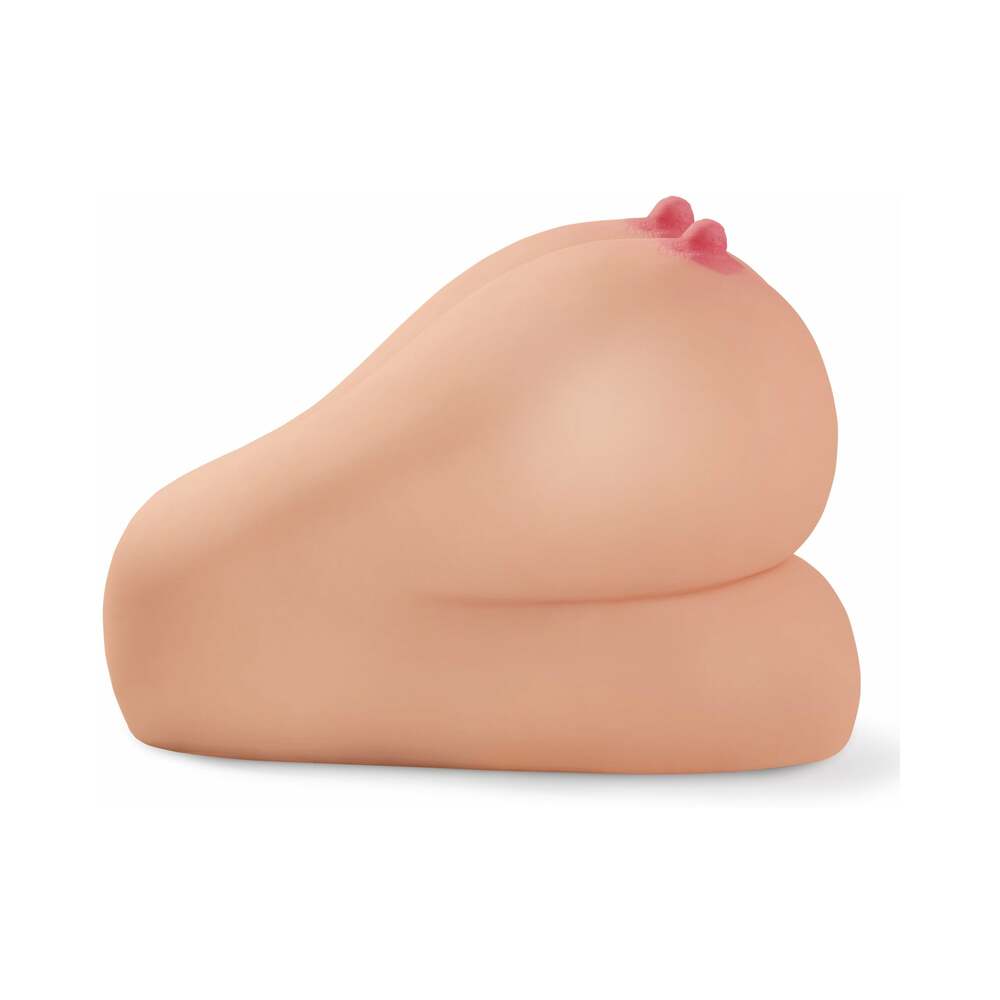 PDX Dirty Talk Interactive Titty Fuck-Her Rechargeable Vibrating Dual-Entry Masturbator Beige - Fantasies Boutique