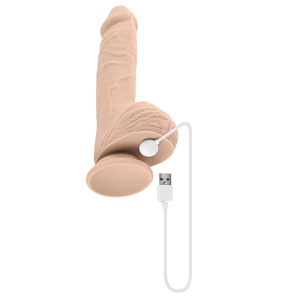 Evolved Full Monty Rechargeable Remote-Controlled Thrusting Twirling 9 in. Silicone Dildo Light - Fantasies Boutique