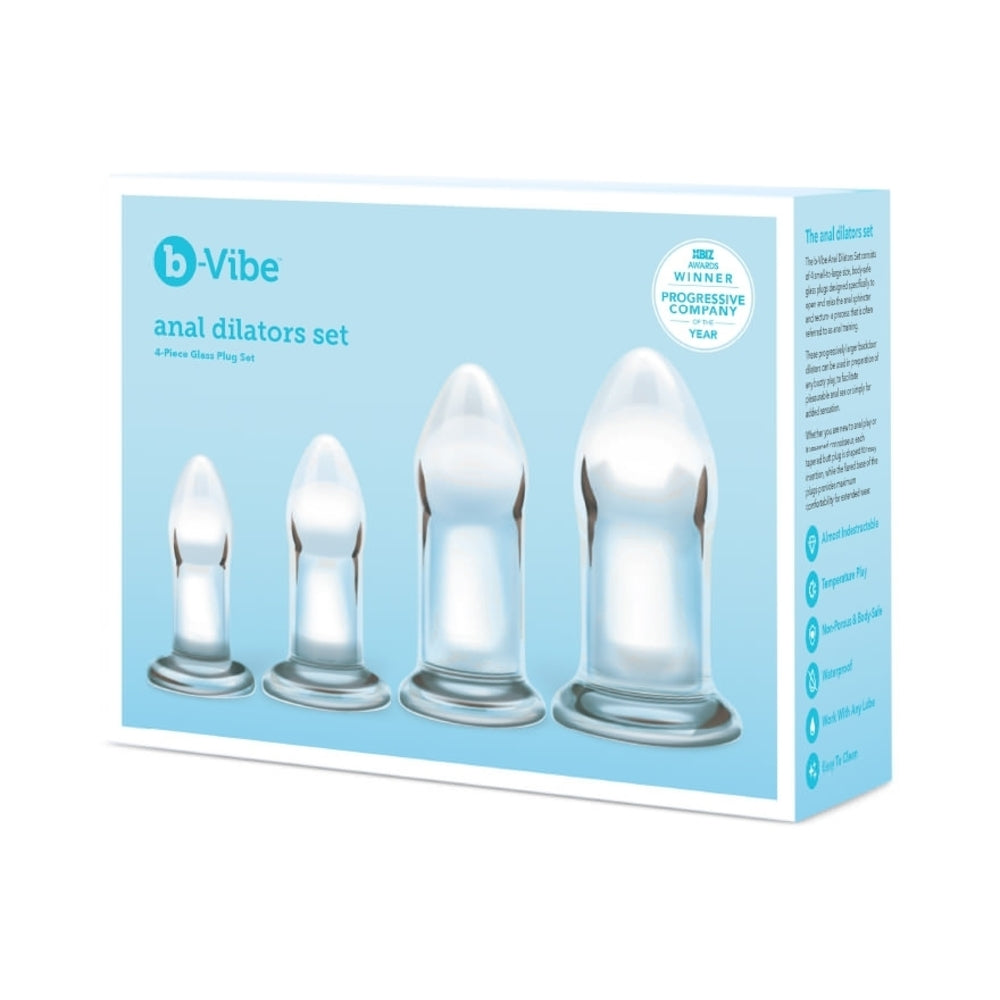b-Vibe 4-Piece Anal Dilators Glass Plug Set - Fantasies Boutique