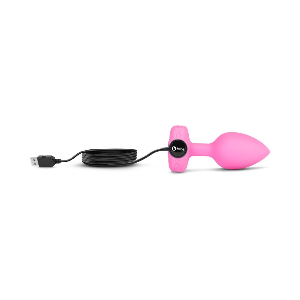 b-Vibe Vibrating Heart Anal Plug with Heart-Shaped Jewel Base S/M Pink - Fantasies Boutique