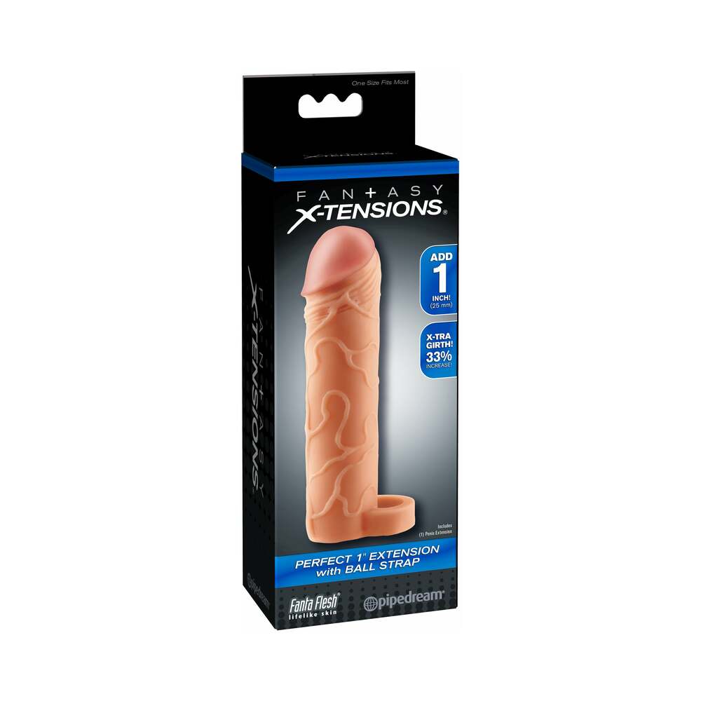 Fantasy X-tensions Perfect 1 in. Extension With Ball Strap Beige - Fantasies Boutique