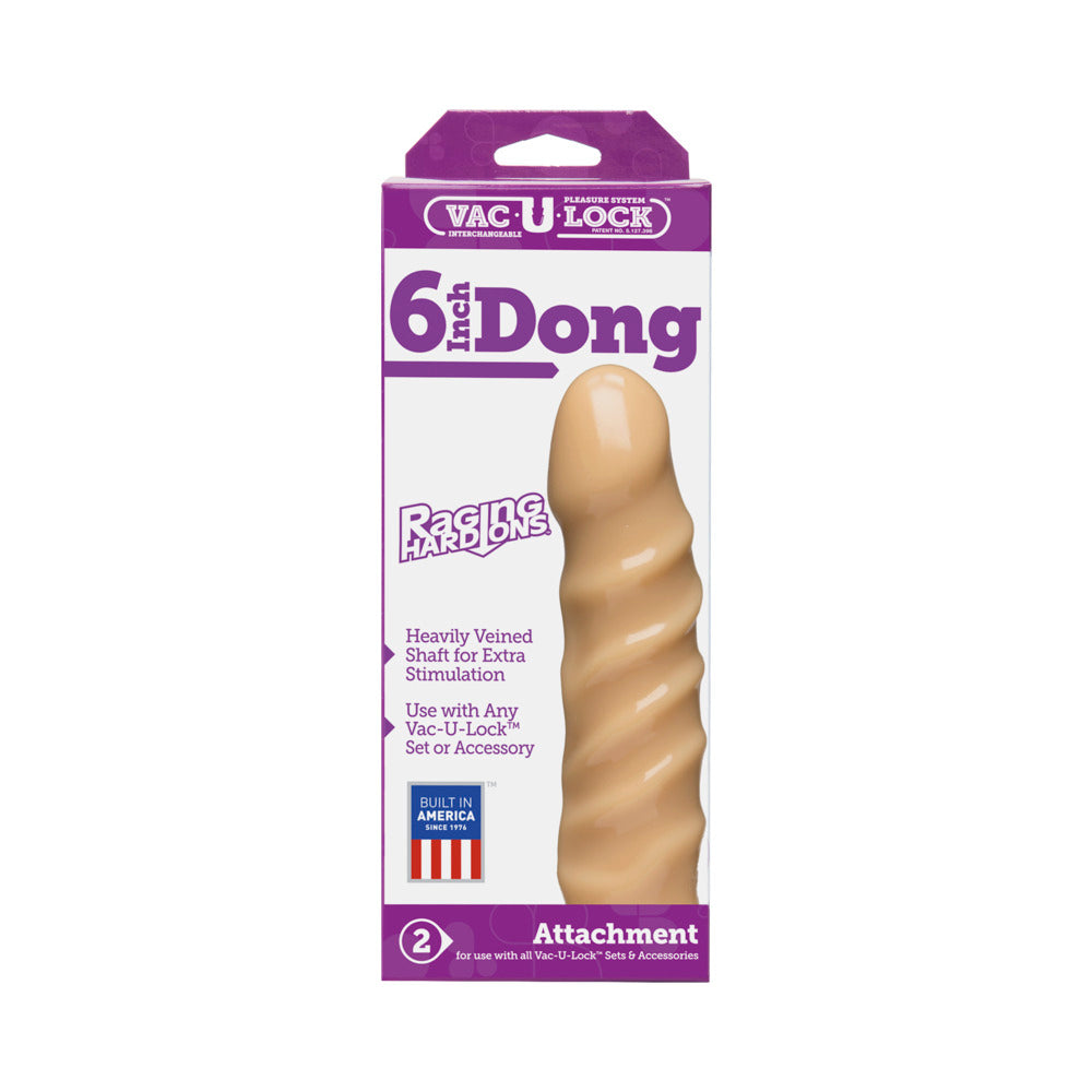 Vac-U-Lock - 6 Inch Dong - Raging Hard-Ons White