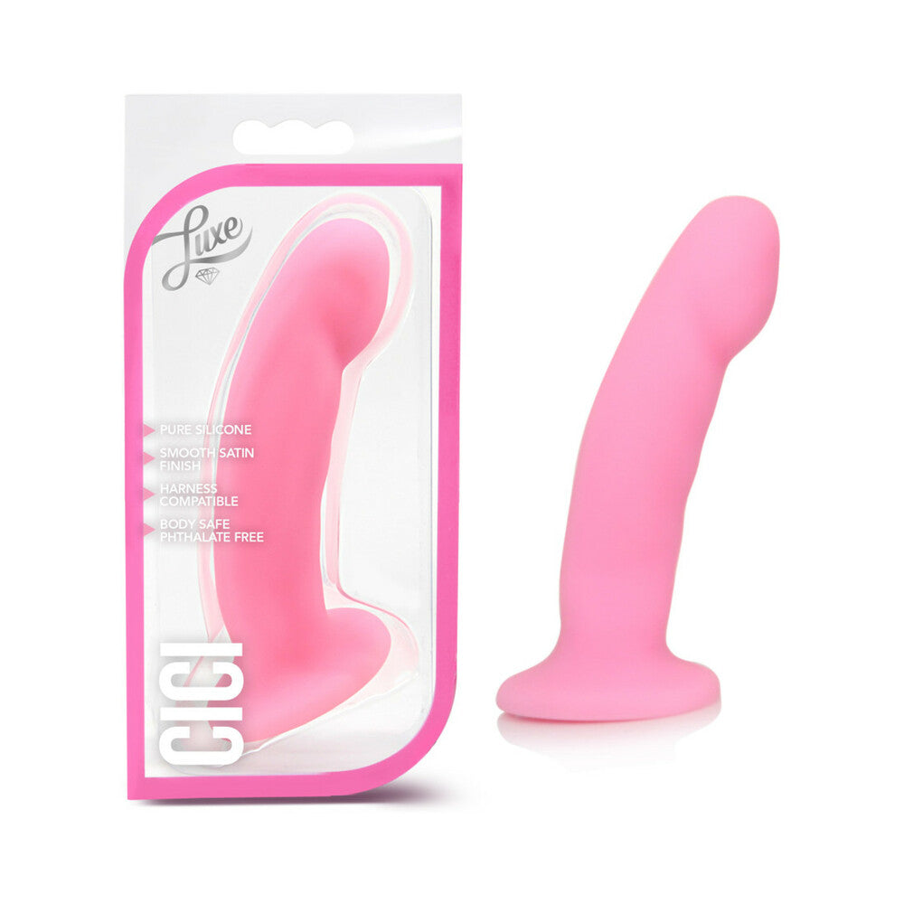 Luxe Cici 6.5 in. Curved Silicone Dildo Pink - Fantasies Boutique