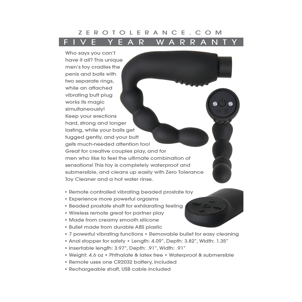 Zero Tolerance The Emperor Vibrating Silicone Prostate Massager Black - Fantasies Boutique