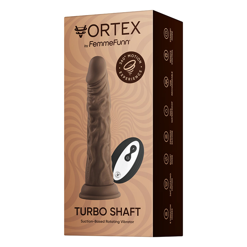 FemmeFunn Vortex Turbo Shaft 2.0 8 in. Vibrating Rotating Dildo Brown - Fantasies Boutique