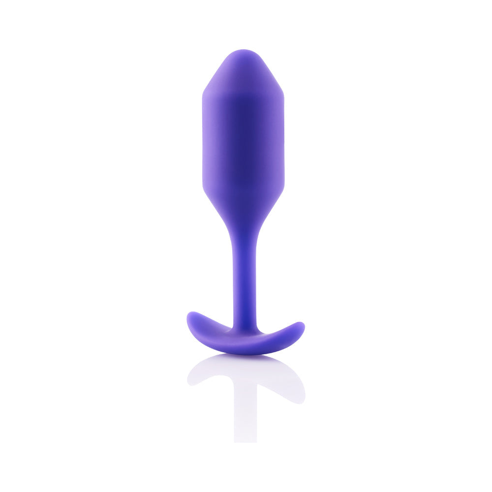 b-Vibe Snug Plug 2 Weighted Silicone Anal Plug Purple - Fantasies Boutique