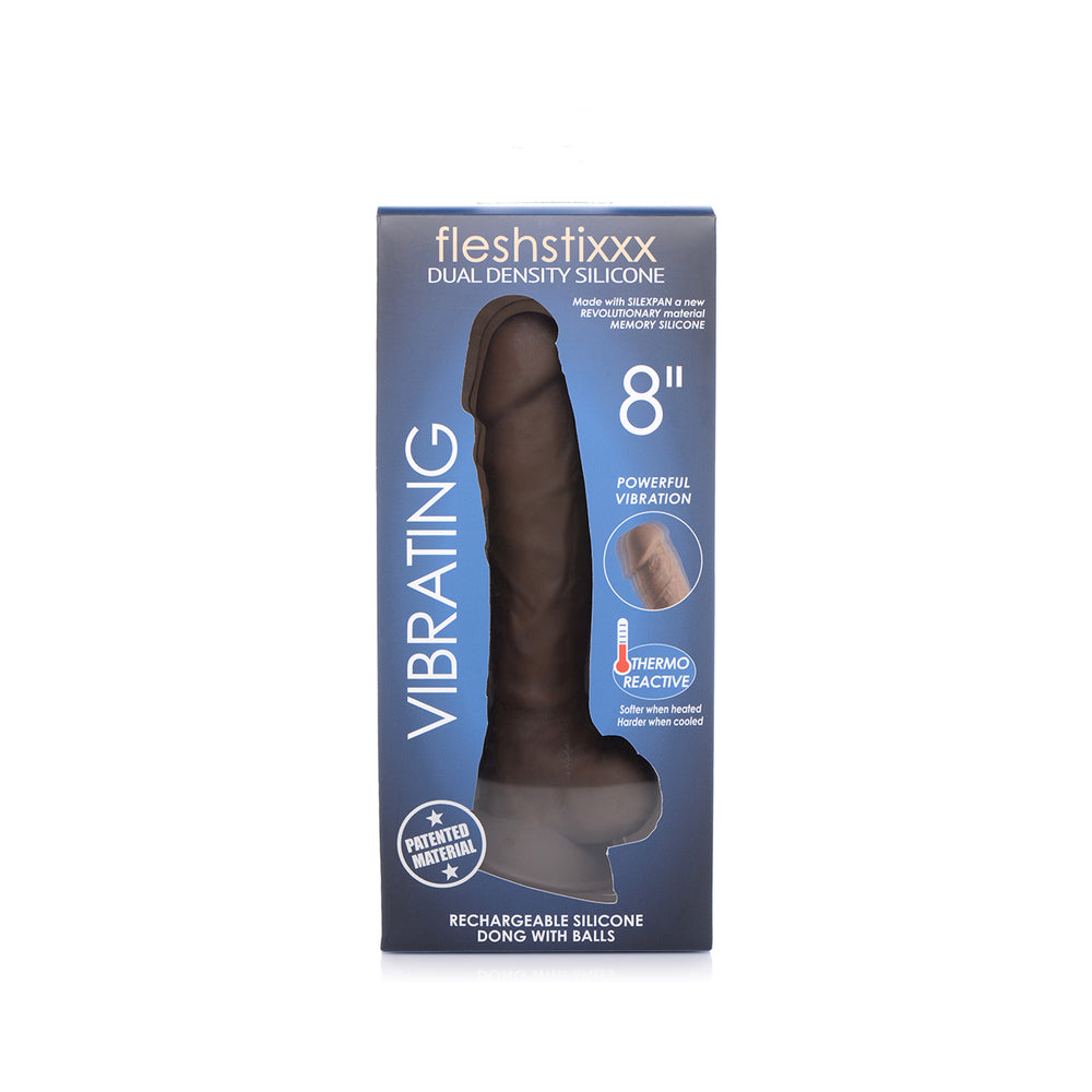 Curve Toys FLESHSTIXXX Rechargeable 8 in. Posable Vibrating Dildo with Balls & Suction Cup Brown - Fantasies Boutique