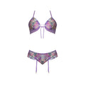 Magic Silk Wisteria Mist Bralette & Panty with Removable Garters Floral L/XL