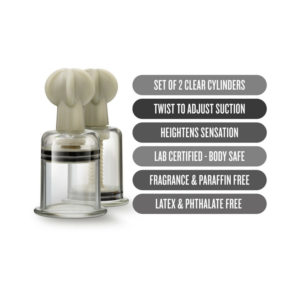 Blush Temptasia Clit and Nipple Twist Suckers 2-Piece Set Large Clear