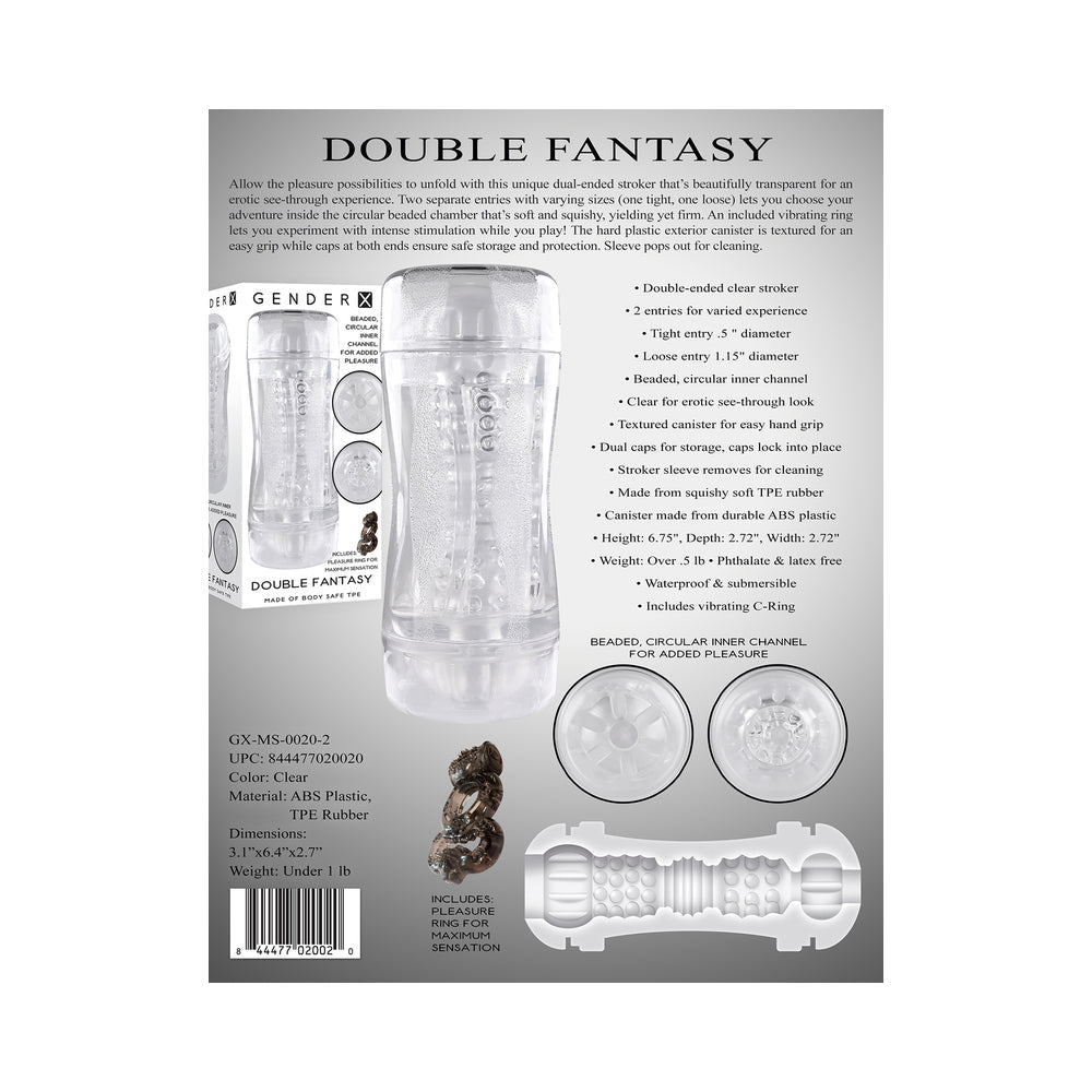 Gender X Double Fantasy Dual Entry Stroker Clear