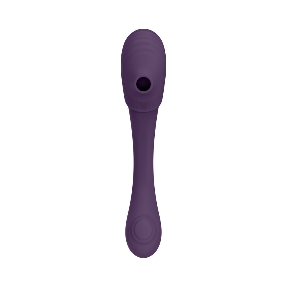 VIVE MIRAI Rechargeable Double Ended Pulse Wave & Air Wave Bendable Silicone Vibrator Purple - Fantasies Boutique