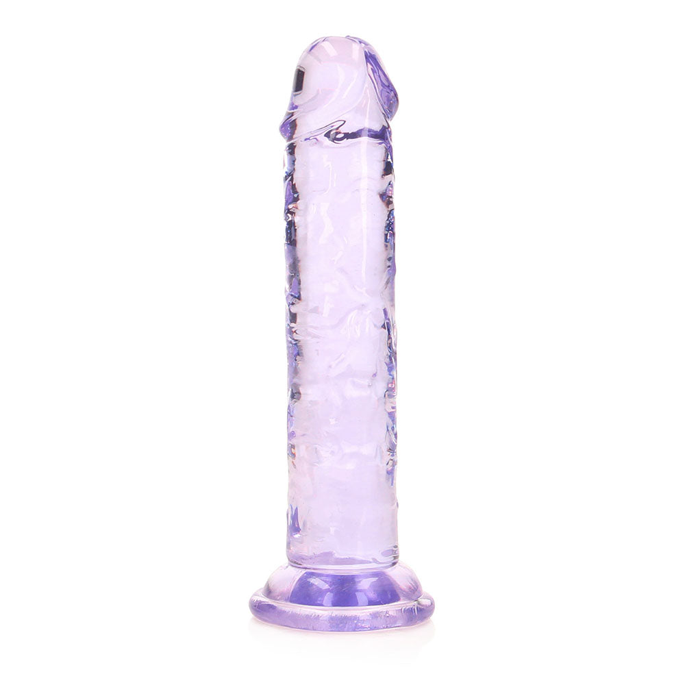 RealRock Crystal Clear Straight 6 in. Dildo Without Balls Purple - Fantasies Boutique