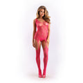 Fantasy Lingerie Sheer Devotion Heart Patterned Bodystocking & G-string Panty Pink O/S - Fantasies Boutique