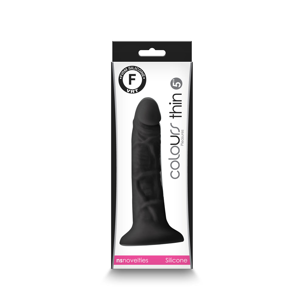 Colours Pleasures Thin 5 in. Dildo Black - Fantasies Boutique