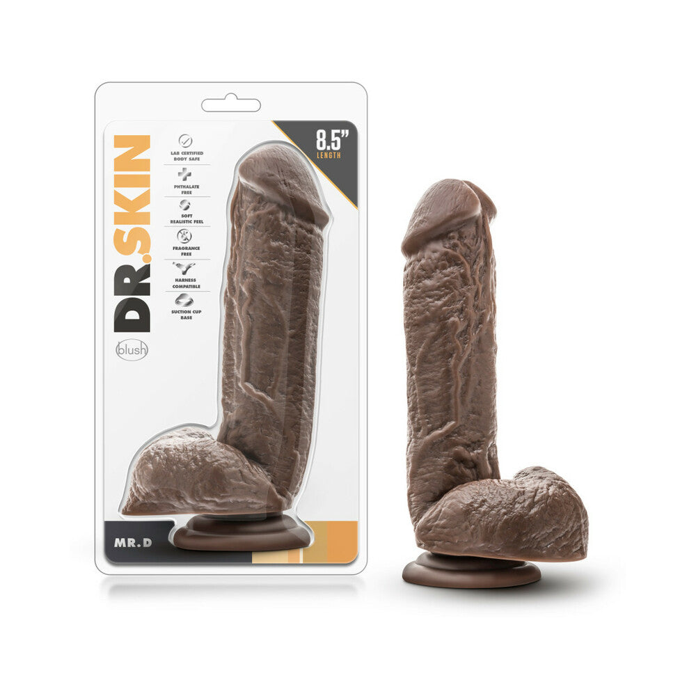 Dr. Skin Mr. D Realistic 8.5 in. Dildo with Balls Brown - Fantasies Boutique