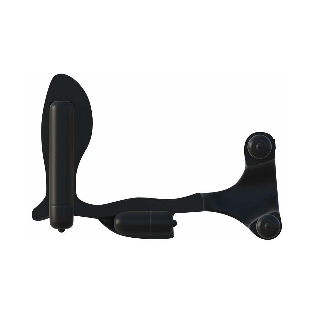 Fantasy C-Ringz Ultimate Ass-Gasm Vibrating Silicone Cockring With Anal Plug Black - Fantasies Boutique