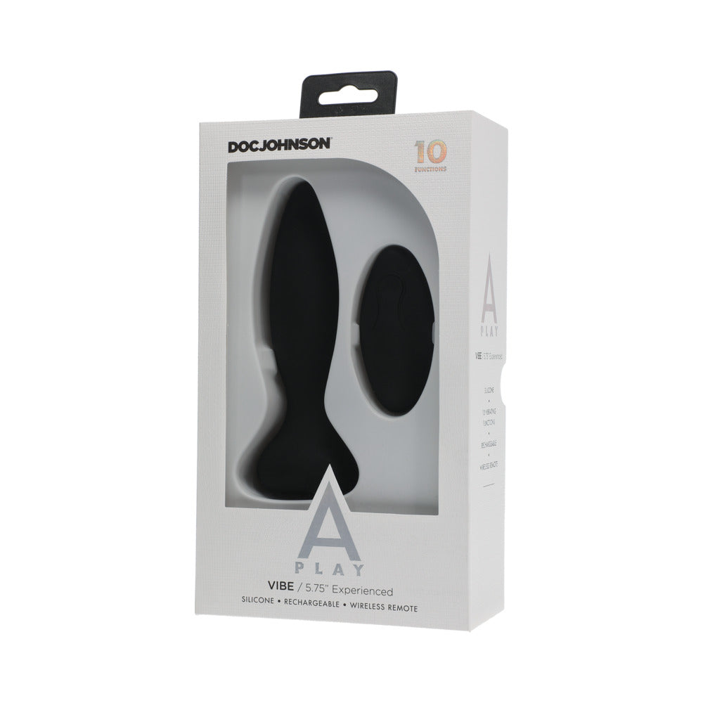 A-Play Vibe Experienced Rechargeable Silicone Anal Plug with Remote Black - Fantasies Boutique