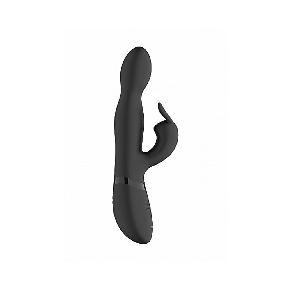 VIVE NIVA Rechargeable 360° Rotating Silicone Rabbit Vibrator Black - Fantasies Boutique