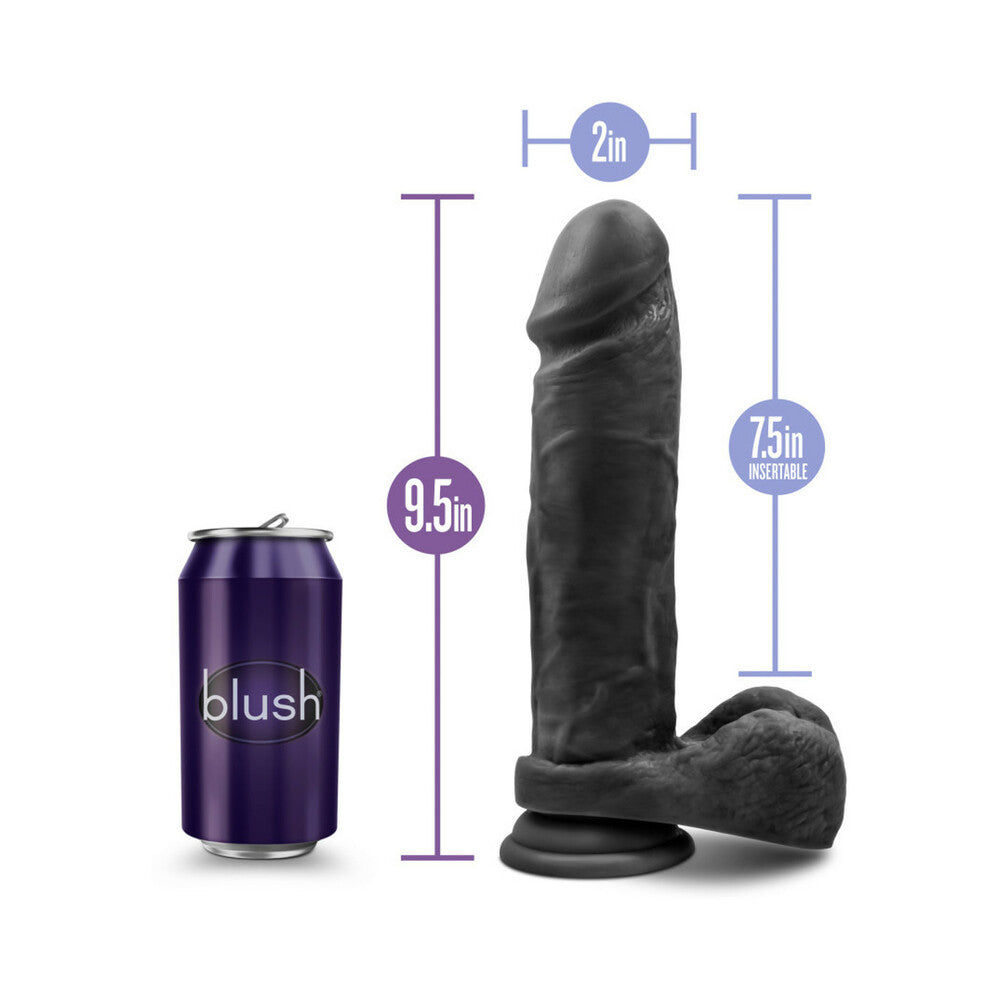 Au Naturel Bold Massive 9 in. Posable Dual Density Dildo with Balls Black - Fantasies Boutique