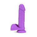 Blush Neo Elite 8 in. Silicone Dual Density Dildo With Balls & Suction Cup Neon Purple - Fantasies Boutique