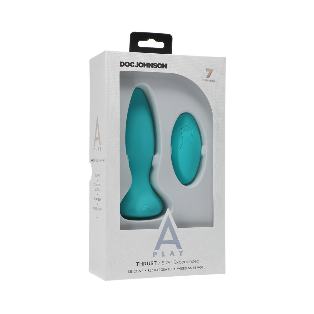 A-Play Thrust Experienced Rechargeable Silicone Anal Plug with Remote Teal - Fantasies Boutique