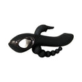 Evolved Trifecta Rechargeable Dual Entry Triple Stimulation Silicone Rabbit Vibrator Black - Fantasies Boutique