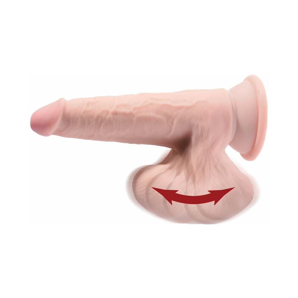 King Cock Plus 9 in. Triple-Density Cock With Swinging Balls Dildo Beige - Fantasies Boutique