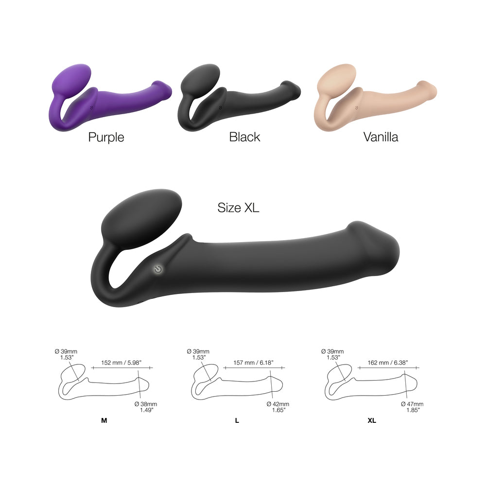 Strap-On-Me Rechargeable Remote-Controlled Silicone Vibrating Bendable Strap-On Black XL - Fantasies Boutique