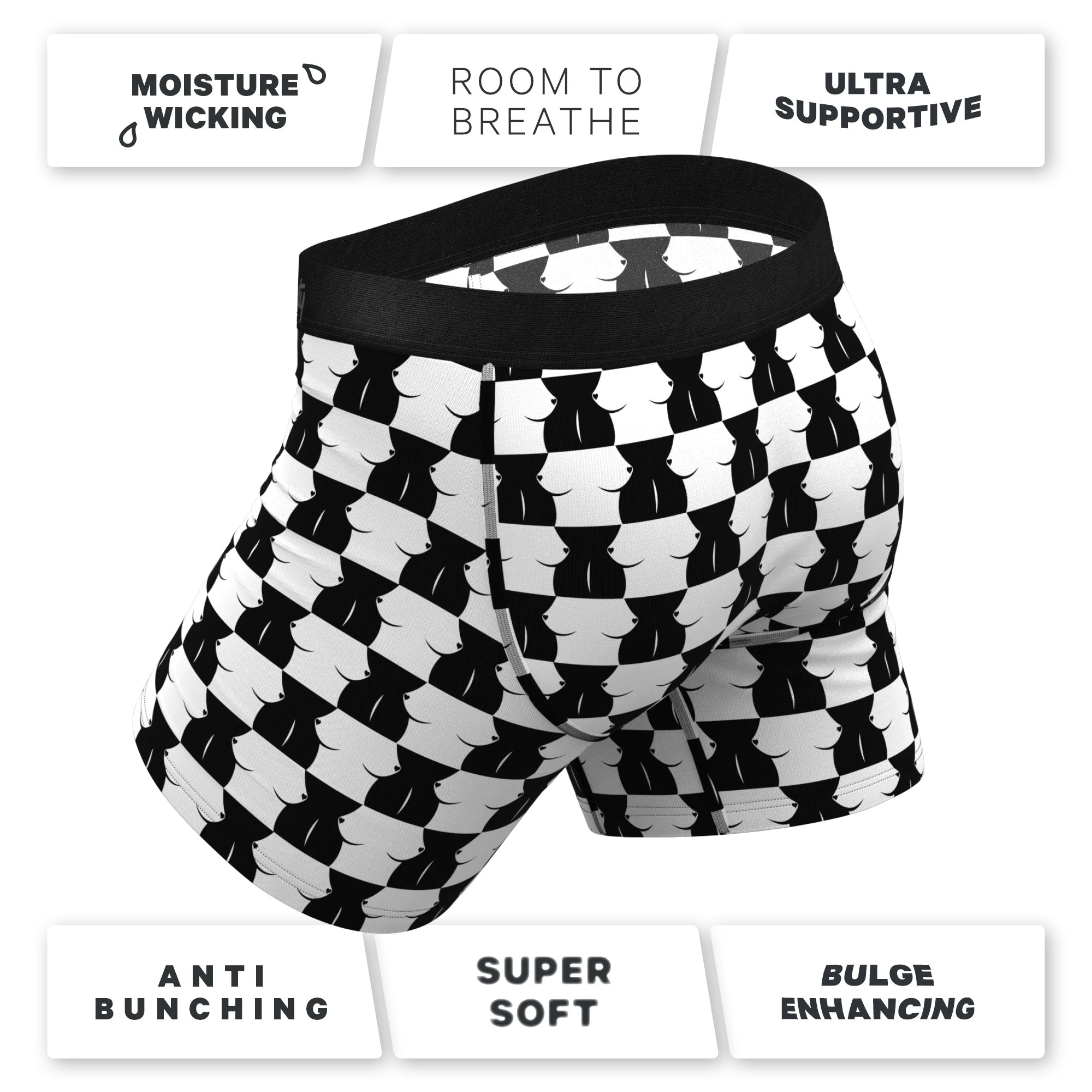 Shinesty The Chest Mate Checkered Ball Hammock Pouch Underwear with Fly M