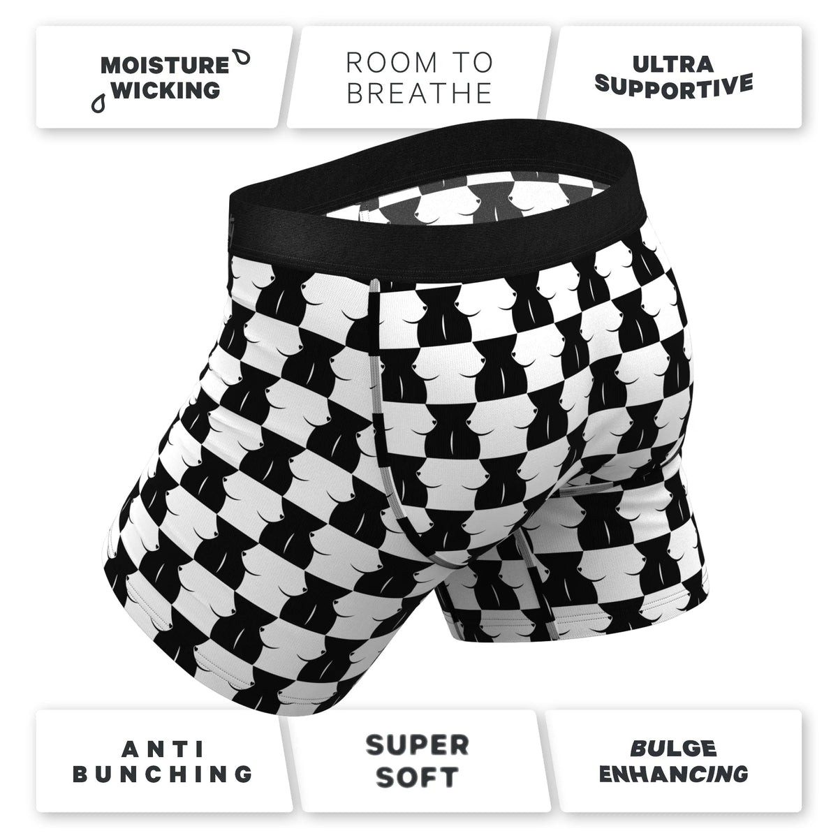 Shinesty The Chest Mate Checkered Ball Hammock Pouch Underwear with Fly M