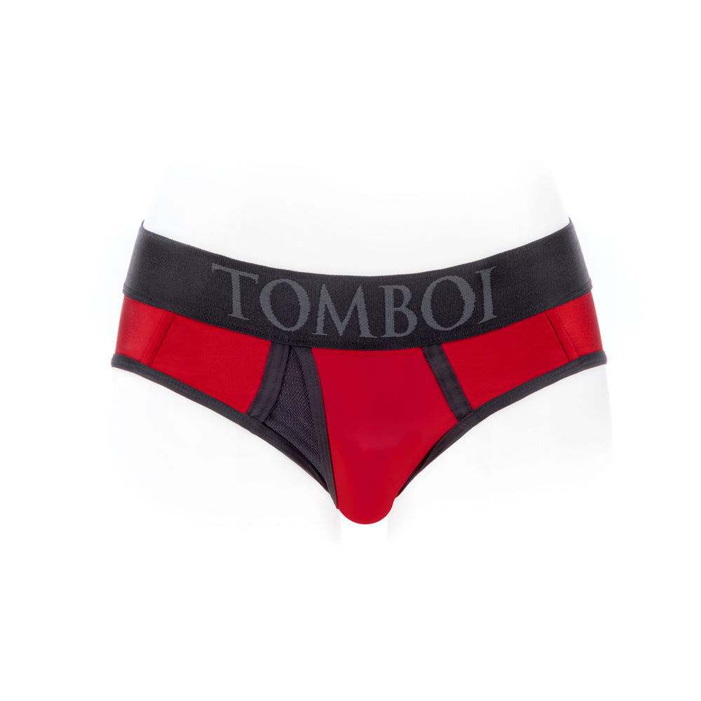 SpareParts Tomboi Cover Brief Style Underwear Harness Nylon Red/Black S