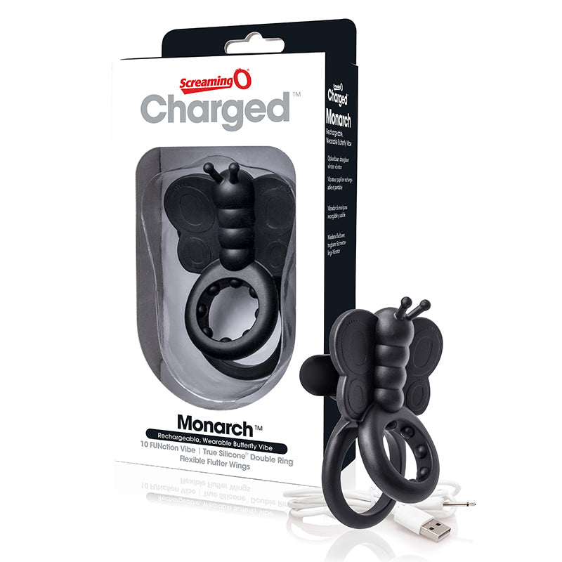 Screaming O Charged Monarch Wearable Butterfly Vibe - Black - Fantasies Boutique