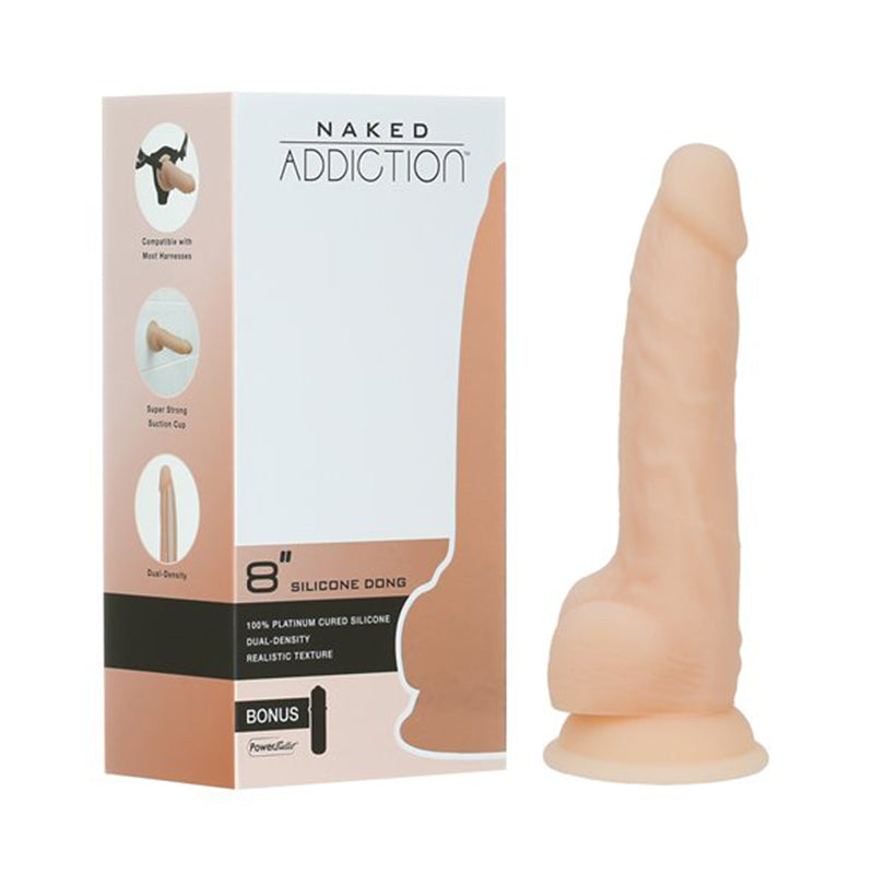 Naked Addiction Dual-Density Silicone Dildo 8in Vaniila - Fantasies Boutique
