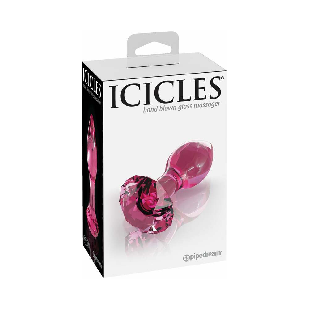 Pipedream Icicles No. 79 Glass Anal Plug With Faceted Base Pink - Fantasies Boutique