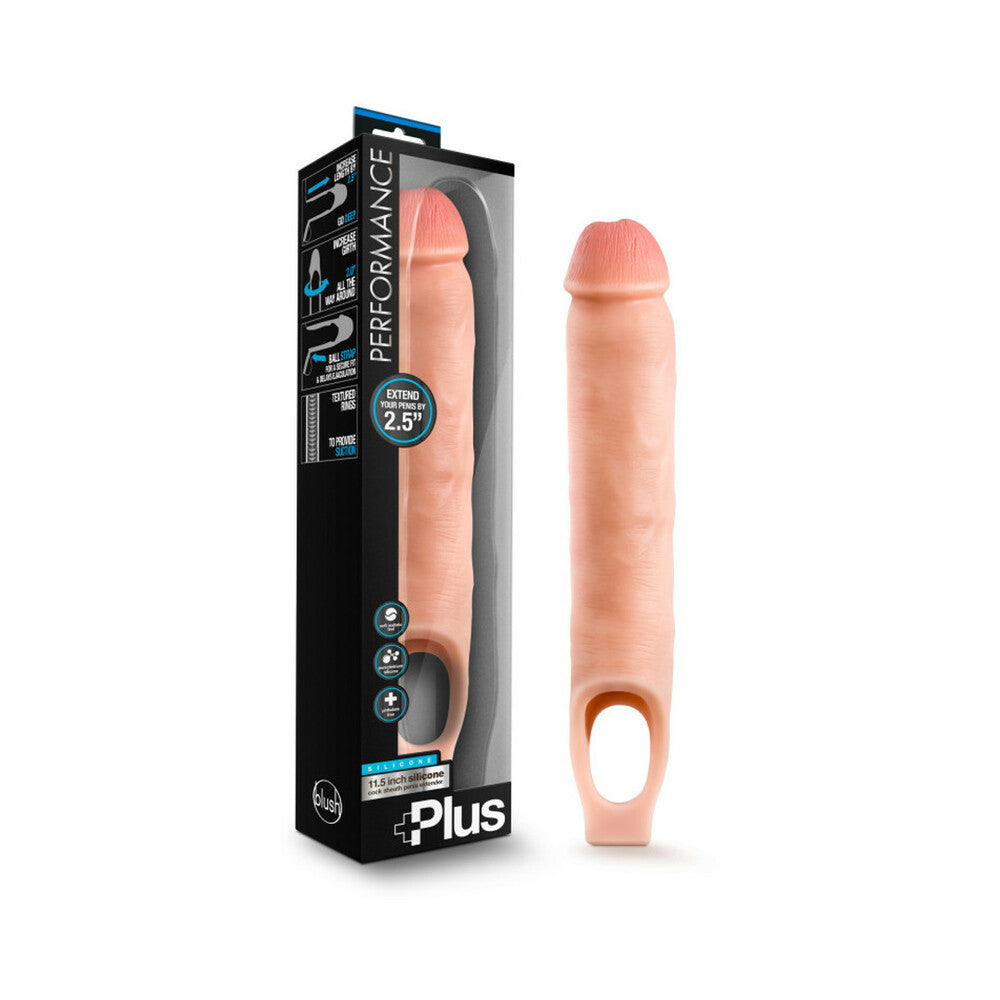 Blush Performance Plus 11.5 in. Silicone Cock Sheath Penis Extender Sling Beige - Fantasies Boutique