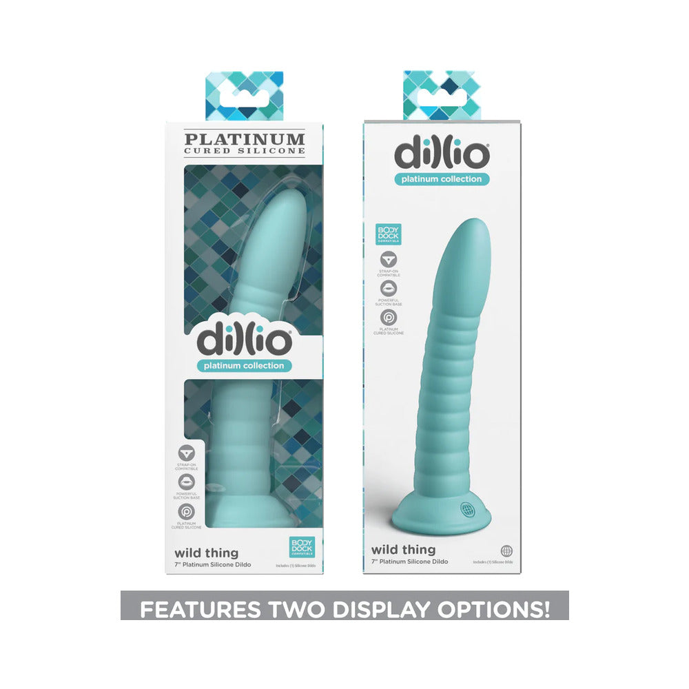 Dillio Platinum Collection Wild Thing 7 in. Silicone Dildo Teal - Fantasies Boutique