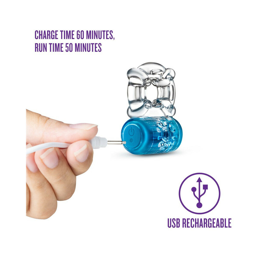 Blush Play with Me Pleaser Rechargeable Vibrating C-Ring Blue - Fantasies Boutique