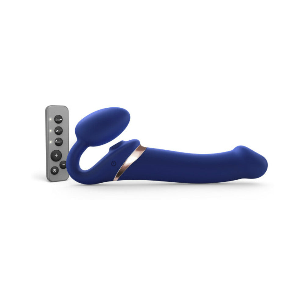 Strap-On-Me Rechargeable Remote-Controlled Multi Orgasm Bendable Strap-On Night Blue L - Fantasies Boutique