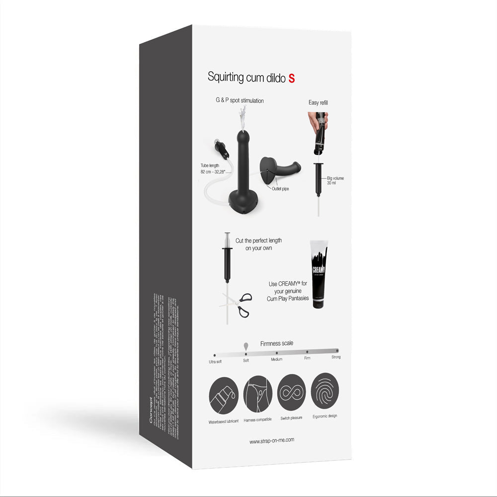 Strap-On-Me Squirting Cum Semi-Realistic Silicone Dildo Black S (fluid not included) - Fantasies Boutique