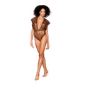 Dreamgirl Delicate Gold-Foil Lace Blouson Teddy & Rhinestone Metal Underwire Bra Set Gold S