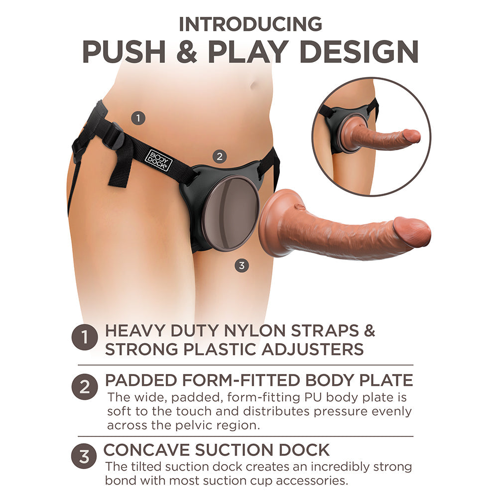 King Cock Elite Comfy Silicone Body Dock Kit With Dildo Tan/Black - Fantasies Boutique