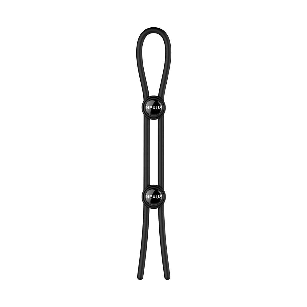 Nexus Forge Adjustable Silicone Cock and Ball Lasso Ring Black - Fantasies Boutique