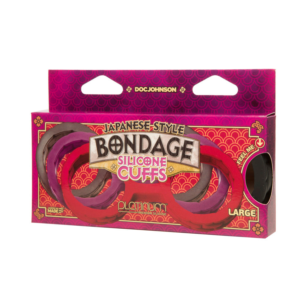 Japanese Bondage Silicone Cuffs Large Black - Fantasies Boutique