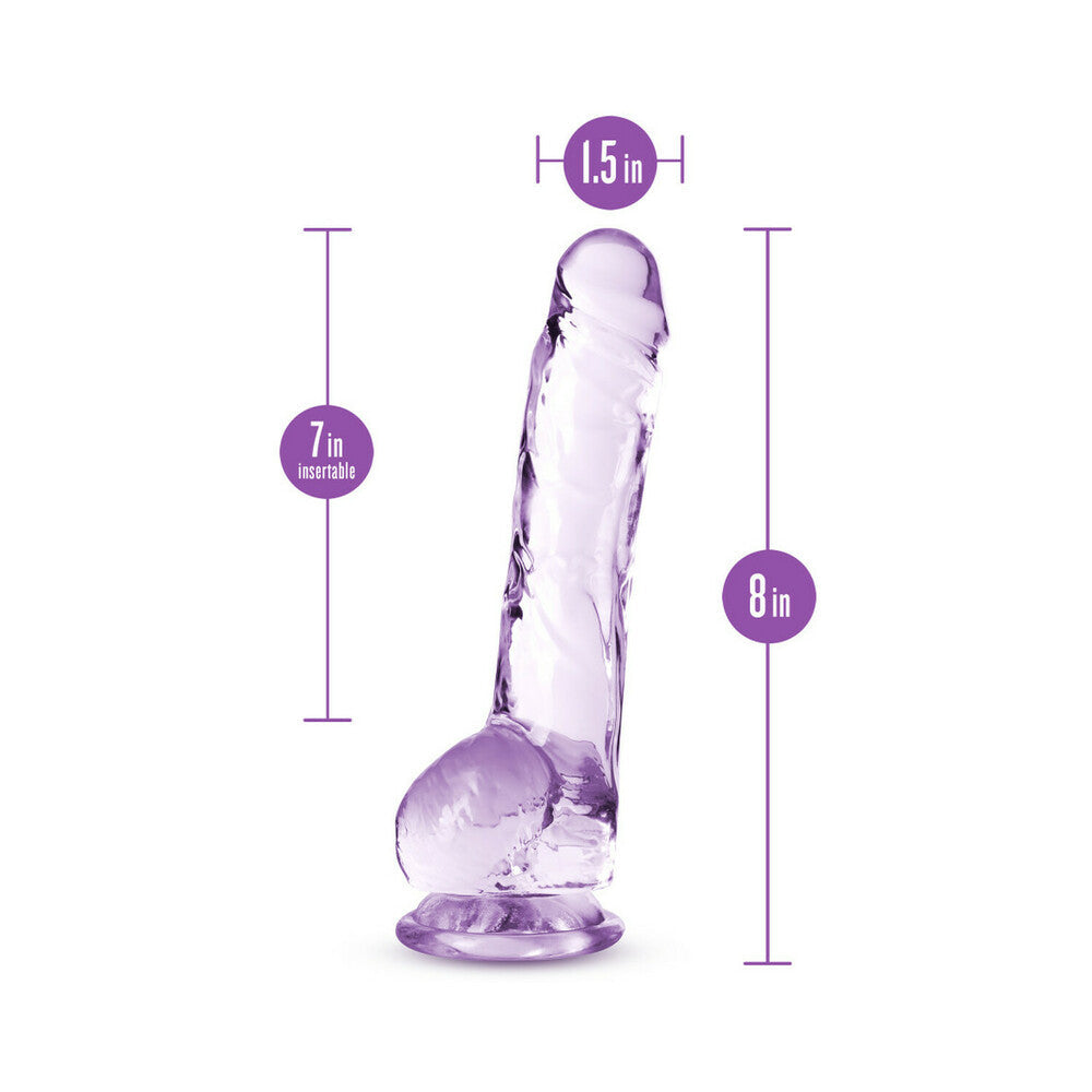 Naturally Yours Crystalline 8 in. Dildo with Balls Amethyst - Fantasies Boutique