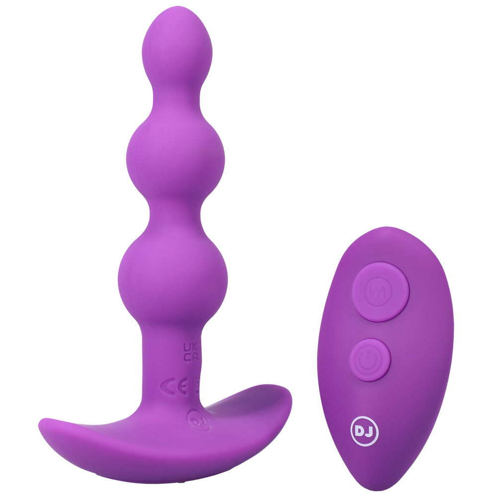 A-Play BEADED VIBE Rechargeable Silicone Anal Plug with Remote Purple - Fantasies Boutique