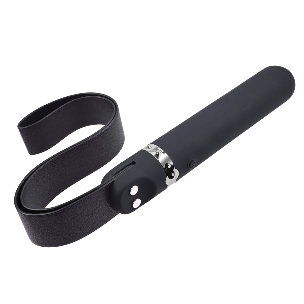 Adam & Eve Spank Me Vibe Rechargeable Silicone Vibrator With Slap Strap End Black - Fantasies Boutique