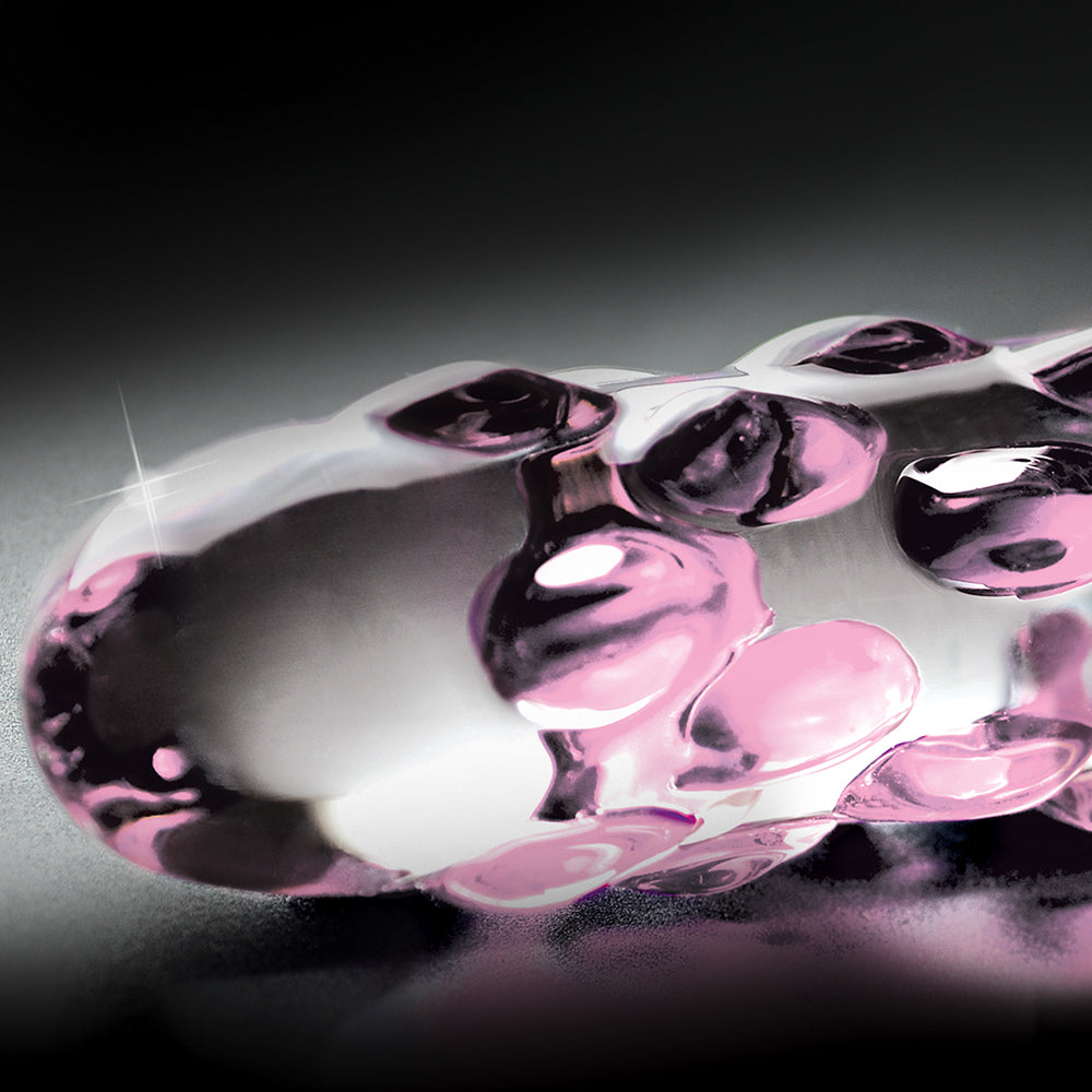 Pipedream Icicles No. 7 Textured 7 in. Glass Dildo Pink/Clear - Fantasies Boutique